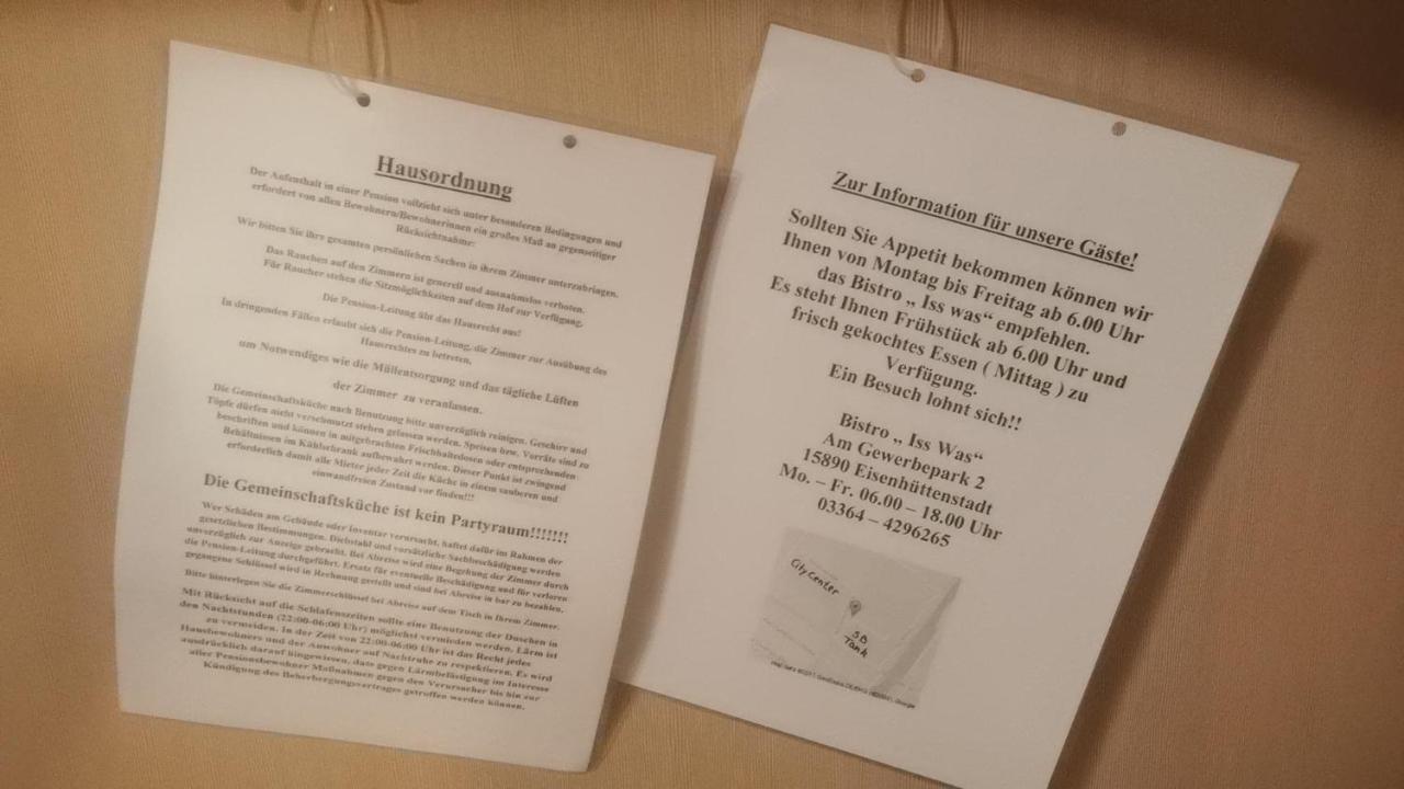 Zimmervermietung Schoenfliesser Stuben Auch Fuer Monteure Eisenhuettenstadt Exterior photo